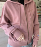 Champion冠軍開(kāi)襟連帽衛衣女26春季新款休閑風(fēng)簡(jiǎn)約拉鏈外套開(kāi)衫 灰粉色 M 曬單實(shí)拍圖