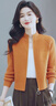 皮爾卡丹針織開(kāi)衫女2026春秋新款小個(gè)子立領(lǐng)拉鏈上衣寬松洋氣短款毛衣外套 橙色 加厚 XL 曬單實(shí)拍圖
