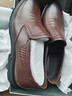 蜘蛛王男士皮鞋牛皮套腳商務(wù)休閑鞋中老年爸爸男鞋 深棕（套腳） 42  曬單實(shí)拍圖