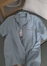 全棉時(shí)代（PurCotton）春夏男女士雙層紗布家居服套裝純棉睡衣舒適透氣不悶汗 青灰藍(短褲) L (女165/男175) 曬單實(shí)拍圖