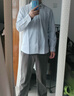 春夏男士牛津紡長(cháng)短袖襯衫純色條紋休閑韓版潮流百搭短袖襯衣外套 灰色條紋 【長(cháng)袖款】 40 【建議130-145斤】 曬單實(shí)拍圖