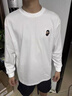 AEMAPE/美國蘋(píng)果 美式重磅純棉長(cháng)袖T恤男高端刺繡圓領(lǐng)寬松套頭打底衫男 白色 L 曬單實(shí)拍圖