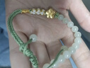 中國黃金桃花四葉草黃金手鏈女和田玉金手串中考百日誓師禮物女朋友老婆 【今/次日達】足金桃花和田玉手繩 曬單實(shí)拍圖