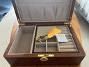 木雅軒實(shí)木首飾盒精致帶鎖手飾品項鏈黃金首飾收納盒七夕情人節禮物女生 戒指項鏈首飾盒（卡其絨布） 曬單實(shí)拍圖