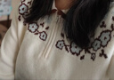 百圖（betu）女裝2025年冬季新款毛針織衫撞色提花顯瘦簡(jiǎn)約潮流上衣女2601X08 曬單實(shí)拍圖