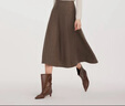 歌莉婭水洗羊毛半身裙女秋冬2025新款設計感八片裙傘裙1EDL2D11B 86Y咖啡色 S 曬單實(shí)拍圖