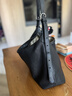 裘真【明星同款】植鞣牛皮羊皮雙耳hobo單肩斜挎大容量包包女 黑色-(羊皮） 曬單實(shí)拍圖