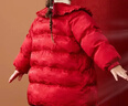 ASK JUNIOR新年裝女童棉服冬季兒童木耳邊翻領(lǐng)棉衣外套夾棉保暖棉襖紅色130 曬單實(shí)拍圖