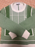 LACOSTE法國鱷魚(yú)女裝26春夏新款舒適百搭女士毛衣針織衫|AF9867 4IN/草綠色/白色 M 38 曬單實(shí)拍圖