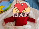 優(yōu)奇新生兒衣服紅色嬰兒滿(mǎn)月百天和尚服寶寶0-3月純棉綁帶哈衣a類(lèi) 曬單實(shí)拍圖