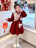 女童冬裝拜年服2026新款兒童新年紅色旗袍裙冬季新中式國風(fēng)公主裙 新年紅連衣裙【送包包】 140 曬單實(shí)拍圖