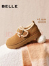 百麗（Belle）復古毛邊雪地靴女冬季新款商場(chǎng)款舒適毛毛鞋勃肯鞋E5N1DDM5 棕色 37 曬單實(shí)拍圖