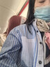 初語(yǔ)格紋長(cháng)袖襯衫女2025秋季新款條紋簡(jiǎn)約通勤風(fēng)襯衣開(kāi)衫 淺藍條紋 S 曬單實(shí)拍圖