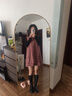 謎秀紅格子小香背心新年連衣裙2025新款復古短款本命年小個(gè)子紅色裙子 松果棕漿果紅 L 曬單實(shí)拍圖