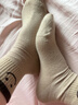 歐迪芬6雙女士襪子女純棉100%秋冬10A抑菌防臭可愛(ài)笑臉舒適透氣中筒襪女 曬單實(shí)拍圖