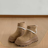 啄木鳥(niǎo)復古英倫風(fēng)厚底馬丁靴女2025新款冬季配裙子加絨雪地靴勃肯短靴 卡其色【加絨保暖】 38 (240mm) 曬單實(shí)拍圖