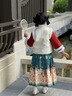 安妮優(yōu)兒（Anneyol）漢服女童冬季2025新款兒童國風(fēng)冬裝拜年服古風(fēng)加絨加厚古裝馬面裙 紅色套裝【上衣+裙子】 130 曬單實(shí)拍圖
