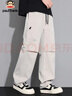 大嘴猴（paul frank）褲子男士春季潮牌休閑褲男寬松直筒工裝褲男褲長(cháng)褲子 淺灰色 2XL 曬單實(shí)拍圖