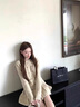 圣保美小香風(fēng)連衣裙女秋冬季2026新款小個(gè)子針織毛衣韓系穿搭短裙子套裝 淺卡其色套裝 S 曬單實(shí)拍圖