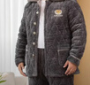 三層夾棉加厚睡衣男冬季加肥加大套裝特厚保暖家居服北方冬天 2360#加大加肥夾棉【灰藍】 5XL 建議210-240斤（卡碼拍大） 曬單實(shí)拍圖