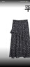 百圖（betu）女裝2026年春季新款半身裙不規則荷葉邊碎花A字半身裙裙子2602T84 黑色 M 曬單實(shí)拍圖