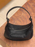 裘真新年禮物 【明星同款】植鞣羊皮月牙hobo包通勤單肩腋下包包女 咖啡色（偏深）小號 小包/大包 曬單實(shí)拍圖