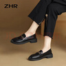 ZHR則則樂(lè )福鞋女復古一腳蹬學(xué)院制服小皮鞋女通勤舒適女鞋 AH352黑色36 曬單實(shí)拍圖