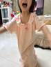 頂瓜瓜女童睡裙長(cháng)袖公主風(fēng)A類(lèi)純棉長(cháng)裙兒童睡衣家居服親子裙 粉 160 曬單實(shí)拍圖