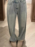 茸耀滿(mǎn)天星褲子 淺色燙鉆直筒牛仔褲女冬季加絨寬松顯瘦時(shí)尚滿(mǎn)天星設 淺藍色 S 曬單實(shí)拍圖