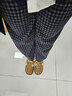 香影灰色格子毛呢闊腿褲女2025冬季新款高腰寬松直筒九分休閑褲子 深灰 XL 170/72A/125-140斤 曬單實(shí)拍圖