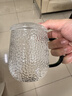 左茗右器玻璃水杯家用泡茶杯咖啡杯辦公室喝茶杯男女早餐杯帶把帶蓋馬克杯 錘紋杯-綠把400ML 曬單實(shí)拍圖