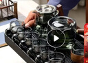 功夫茶具套裝煙灰側把茶壺玻璃高檔整套泡茶器燒水壺茶盤(pán)煮茶家用 壺+公杯+茶漏+主人杯+6把杯+杯架+茶盤(pán) 曬單實(shí)拍圖