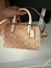 蔻馳（COACH）女包經(jīng)典標志涂層帆布斜挎包時(shí)尚百搭情人節禮物 沙黃色配白色CW329IMXDM 曬單實(shí)拍圖