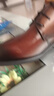 老人頭（LAORENTOU）皮鞋男士頭層皮英倫商務(wù)休閑鞋尖頭婚鞋工作正裝鞋 LA12371 棕 40 曬單實(shí)拍圖