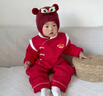 英氏（YEEHOO）嬰兒拜年服秋冬保暖嬰兒衣服新中式寶寶連體衣喜慶 新年紅-不夾棉款 73cm （建議身高66-73cm） 曬單實(shí)拍圖