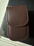 MINCITY真皮眼鏡包折疊老花眼鏡盒穿皮帶掛腰包男牛皮便攜式眼睛皮套 光面棕色  豎款夾扣 曬單實(shí)拍圖