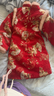 羅蒙女童紅色旗袍加絨新年拜年服連衣裙新中式兒童過(guò)年演出服 紅色140 曬單實(shí)拍圖