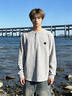fingercroxxit美式亨利領(lǐng)華夫格長(cháng)袖t恤男款cleanfit百搭打底衫 淺灰 XL 曬單實(shí)拍圖