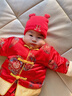 嬰兒帽子冬紅色小月齡寶寶滿(mǎn)月過(guò)年新年嬰幼兒新生兒純棉胎帽洋氣 歲歲平安 年年有余(夾棉） 小碼:帽圍（36-40cm），建議0-3月 曬單實(shí)拍圖