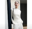 UR秋冬新款女裝簡(jiǎn)約氣質(zhì)百搭立領(lǐng)修身針織衫UWB940013 本白 M 曬單實(shí)拍圖