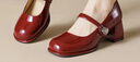 卓詩(shī)尼瑪麗珍鞋女2026春季新款配裙子小皮鞋粗跟淺口單鞋高跟鞋紅色婚鞋 紅色 36 曬單實(shí)拍圖