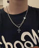 戚小米小眾十字架項鏈男潮嘻哈雙層疊戴男生吊墜痞帥美式鎖骨鏈毛衣鏈子 項鏈 曬單實(shí)拍圖