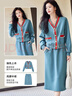 德瑪納【OL空氣層套裝】春秋季撞色開(kāi)衫織帶半身裙女兩件套 湖藍 L  曬單實(shí)拍圖