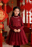 真維斯（Jeanswest）女童裙子冬裝公主裙加絨連衣裙年服兒童巨好看冬裙 【新年珍珠套裙兩件套可拆】MEMY酒紅色+ZBBQ酒紅色 150 【推薦體重68-80斤】 曬單實(shí)拍圖