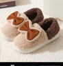 冬季家居棉拖鞋女包跟家用可愛(ài)蝴蝶結保暖棉鞋室內防滑加厚底拖鞋 HDJ黃色 40-41適合平時(shí)39-40 曬單實(shí)拍圖