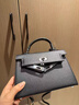 CALCULAT&KEENCK感真皮包包女2025新款二代凱莉包銀扣mini手提單肩斜挎小包 黑色22cm銀扣 餸餸絲巾 曬單實(shí)拍圖
