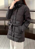 PRICH【90%鵝絨】時(shí)尚立領(lǐng)束帶沙漏羽絨服冬收腰中長(cháng)款女 19黑色 L 170 曬單實(shí)拍圖