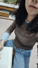 初語(yǔ)撞色假兩件長(cháng)袖T恤女2025秋新款天絲羊毛衫收腰上衣 駝色 M 曬單實(shí)拍圖