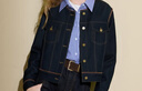 三彩2025秋季新款仿牛仔外套圓領(lǐng)寬松開(kāi)衫復古簡(jiǎn)約短款M 曬單實(shí)拍圖