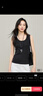逸陽(yáng)（ESE-Y）萊賽爾棉背心女2026春新款黑白條紋百搭內搭無(wú)袖外穿短袖上衣 雅致黑 M 曬單實(shí)拍圖